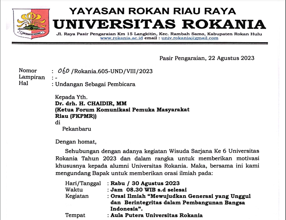 Orasi Ilmiah Dr.drh. Chaidir, M.M tentang Mewujudkan Generasi Unggul dan Berintegritas dalam Pembangunan Bangsa Indonesia