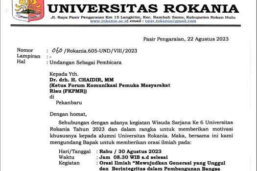 Orasi Ilmiah Dr.drh. Chaidir, M.M tentang Mewujudkan Generasi Unggul dan Berintegritas dalam Pembangunan Bangsa Indonesia